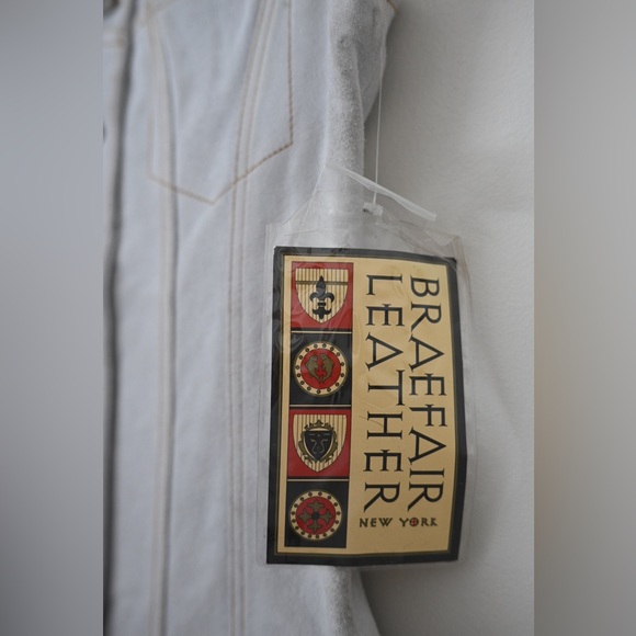 Vintage NWT Braefair Women's Sm Genuine Leather Set - Skirt & Vest White Suede - Picture 4 of 16